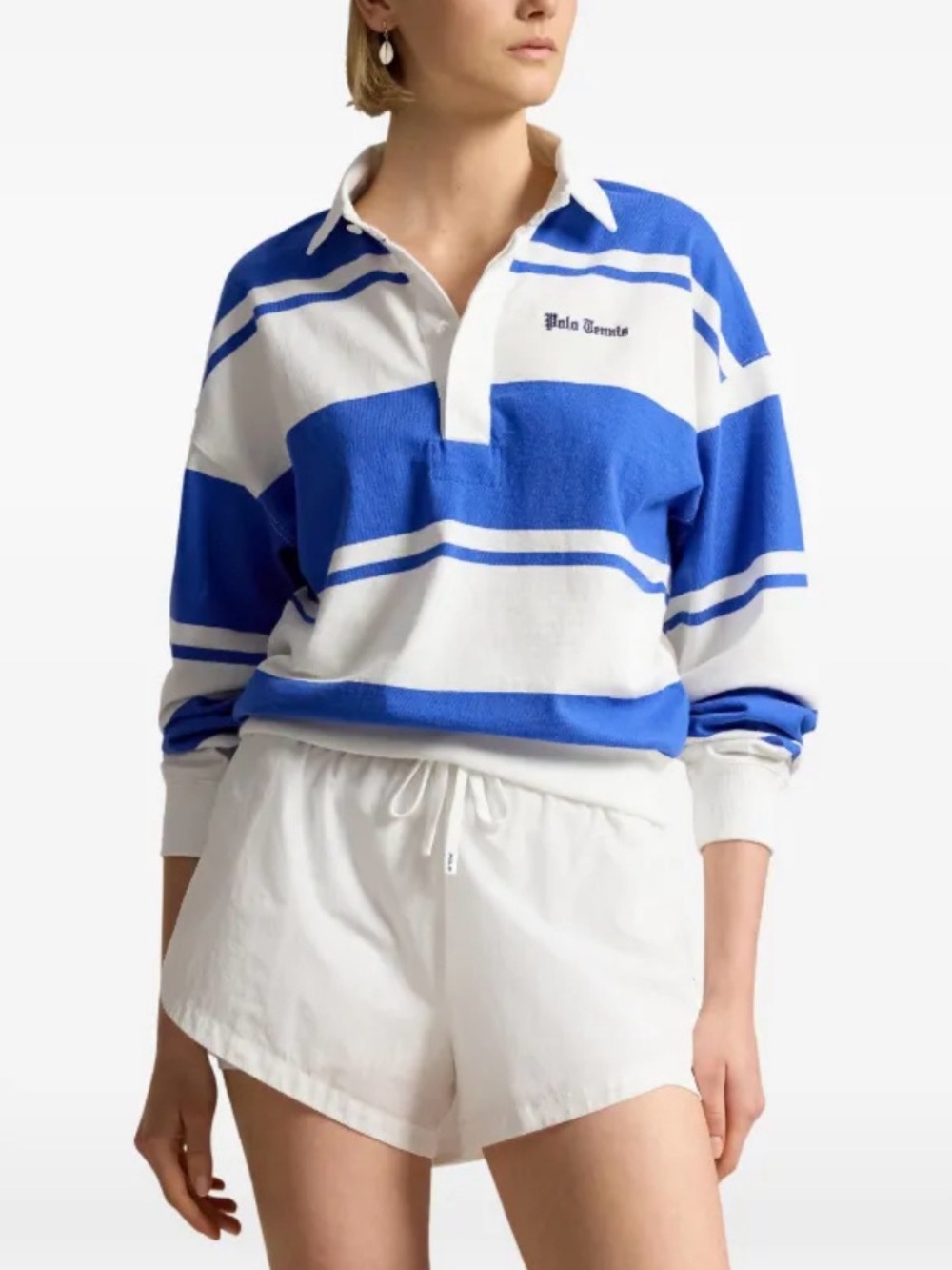 US OPEN Exclusive Polo by Ralph Lauren Blue and White Striped Rugby Shirt